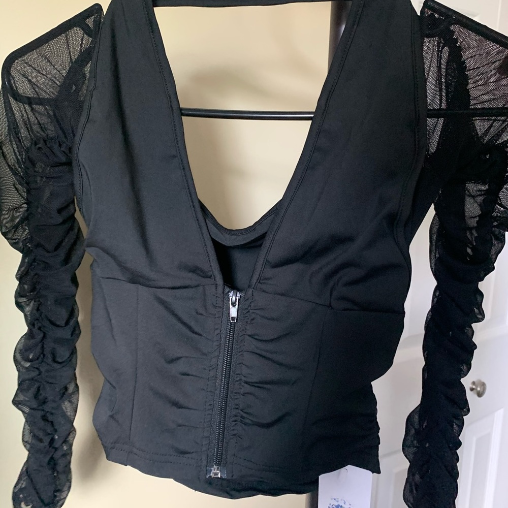 Amazing Black Mesh Party Top